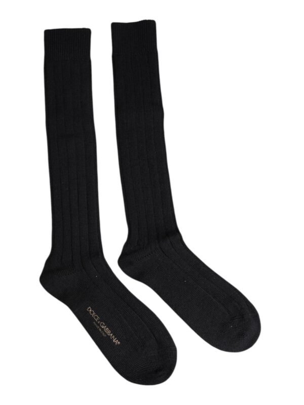 Dolce & Gabbana Black DG Logo Print Over The Calf Socks