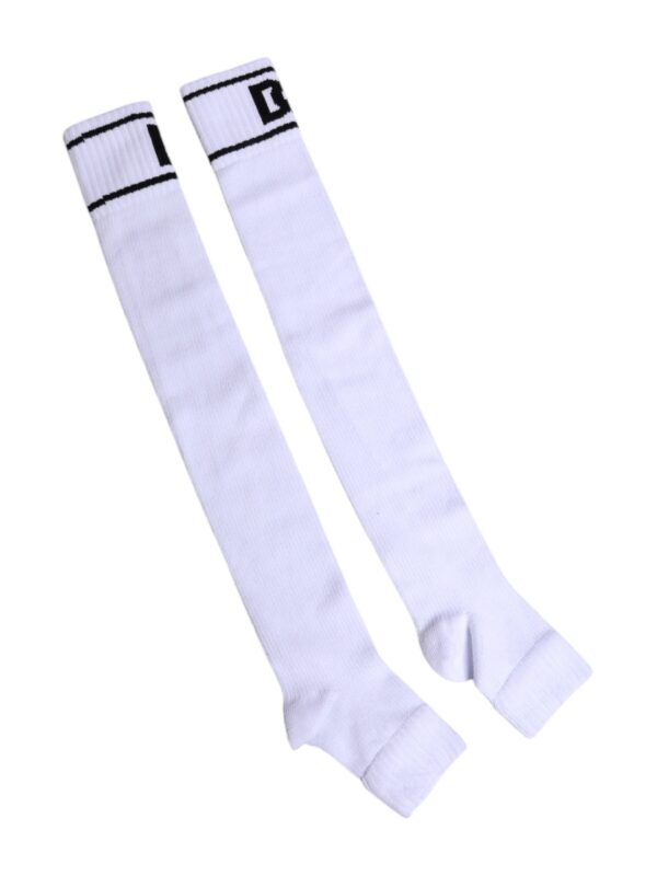 Dolce & Gabbana White Cotton DG Logo Print Open Toe Socks