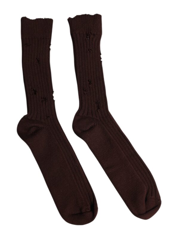 Dolce & Gabbana Brown Cotton Stretch Over The Calf Socks