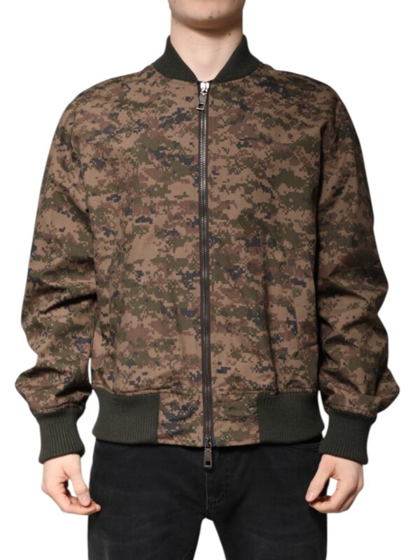 Dolce & Gabbana Brown Camouflage Bomber Full Zip Jacket
