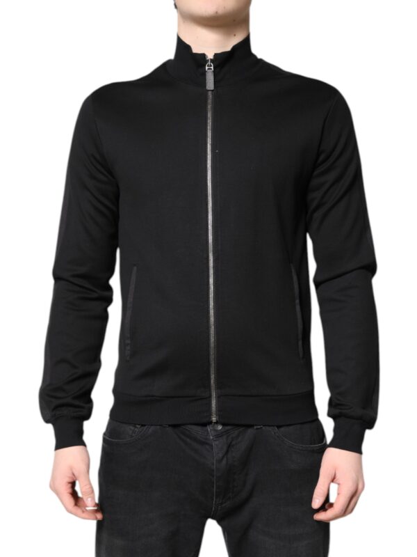 Dolce & Gabbana Black Cotton Logo Full Zip Men Bomber Jacket