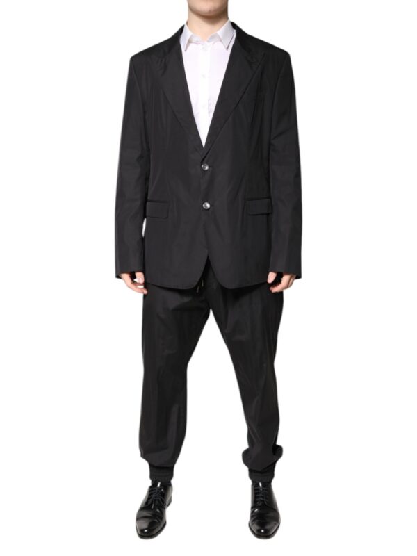 Dolce & Gabbana Black Cotton Single Breasted 2 Piece Suit