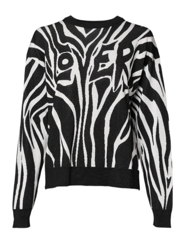 Dolce & Gabbana Black White Print Women Pullover Sweater