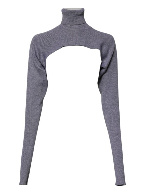 Dolce & Gabbana Gray Wool Knit Turtleneck Cropped Top Sweater