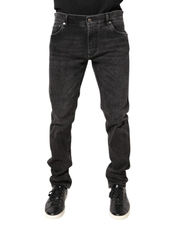 Dolce & Gabbana Gray Washed Cotton Skinny Denim Jeans