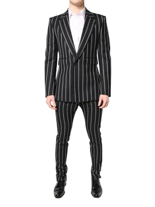 Dolce & Gabbana Black Striped SICILIA Formal 2 Piece Suit