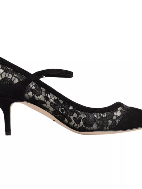 Dolce & Gabbana Black Mary Jane Taormina Lace Pumps Shoes