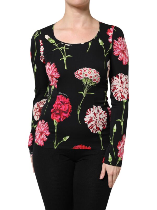 Dolce & Gabbana Black Floral Long Sleeve Women Blouse Top