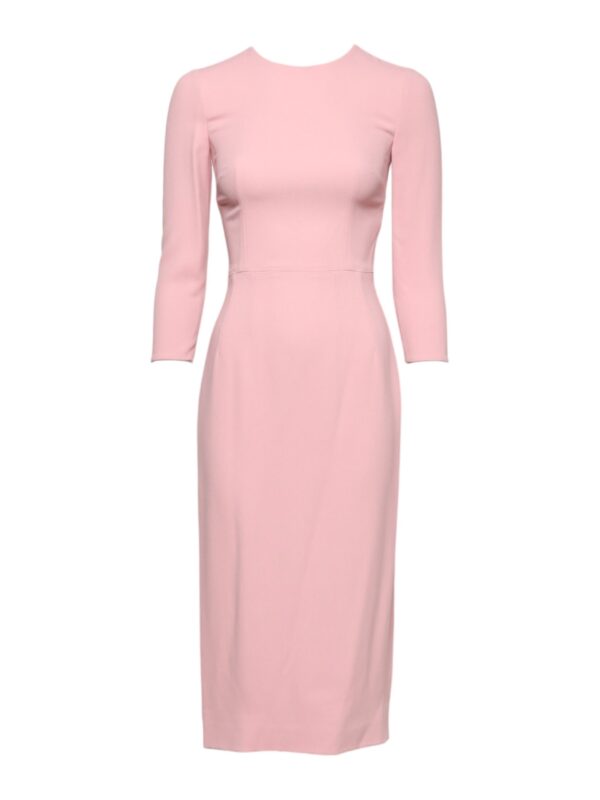 Dolce & Gabbana Pink Viscose 3/4 Sleeves Sheath Midi Dress