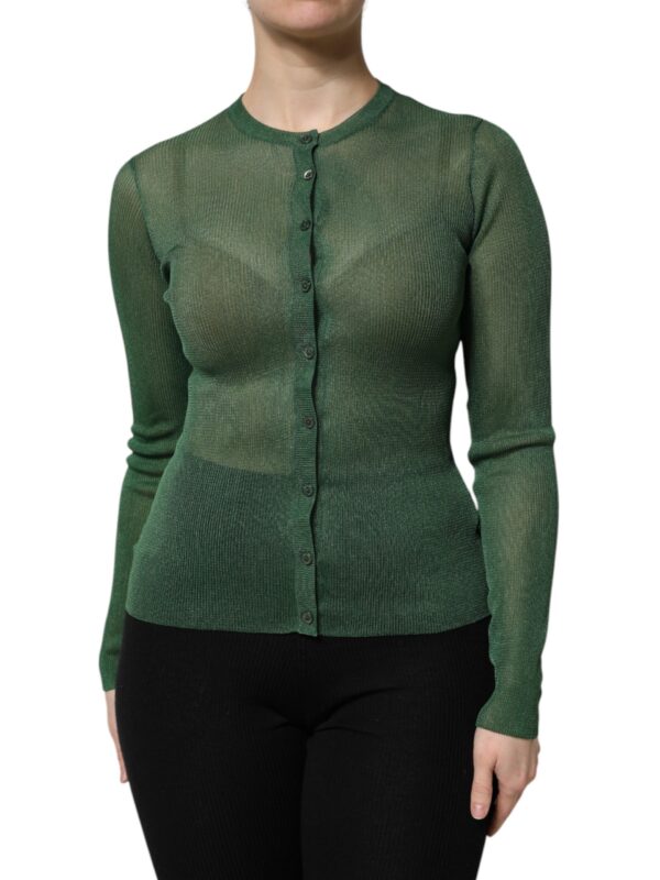 Dolce & Gabbana Green Polyester Long Sleeves Cardigan Sweater