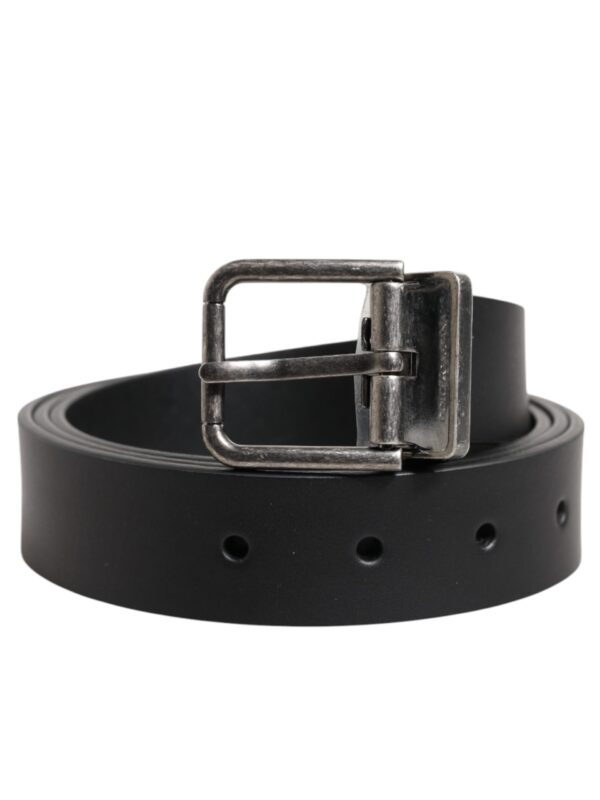 Dolce & Gabbana Black Classic Leather Metal Buckle Belt