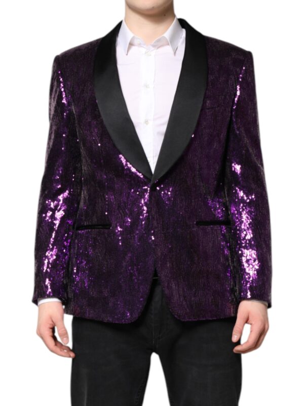 Dolce & Gabbana Purple SICILIA Sequin Embellish Coat Jacket
