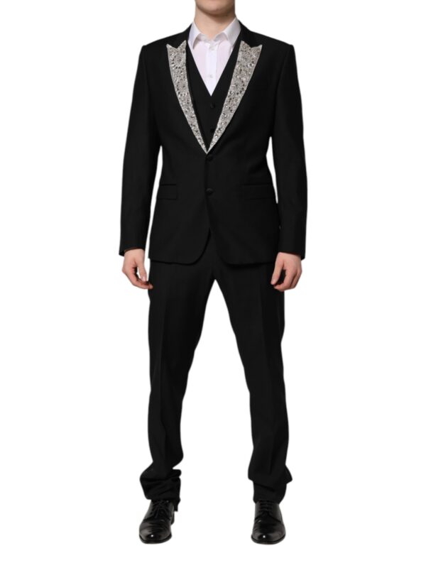 Dolce & Gabbana Black MARTINI Crystal Embellished 3 Pc Suit