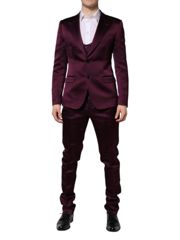 Dolce & Gabbana Dark Purple Silk 3Piece Single Breasted Suit