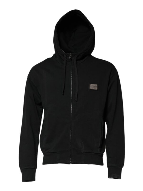 Dolce & Gabbana Black Logo Full Zip Hooded Men Sweatshirt Sweater