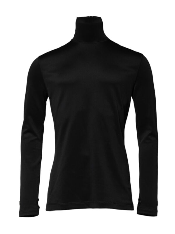 Dolce & Gabbana Black Polyester Turtleneck Pullover Sweater