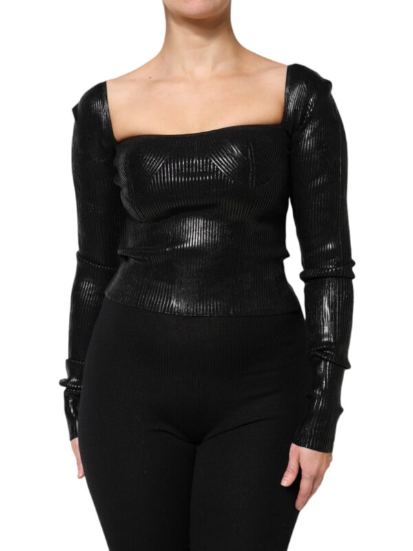 Dolce & Gabbana Black Viscose Long Sleeves Fitted Blouse Top
