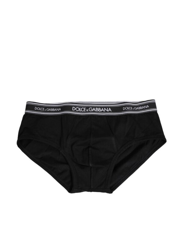 Dolce & Gabbana Black Cotton Stretch Logo Print Brief Underwear