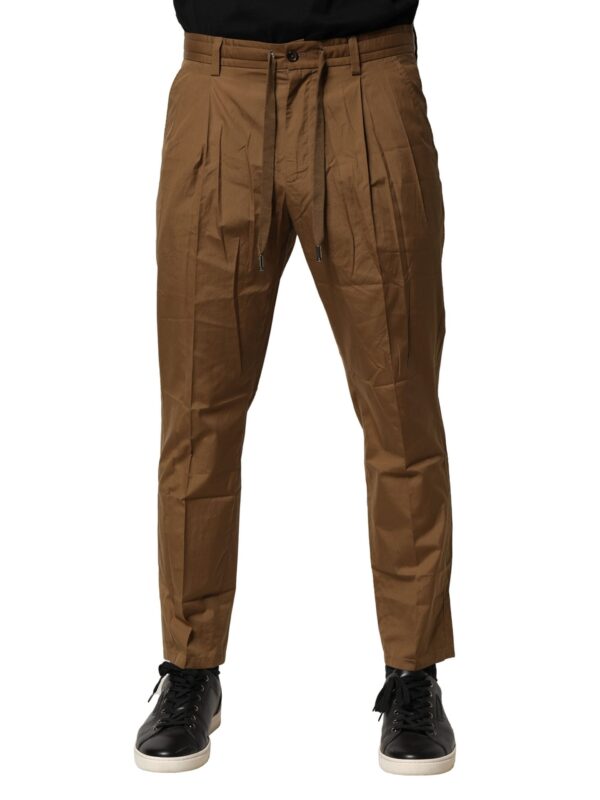 Dolce & Gabbana Brown Cotton Chino Mid Waist Men Pants