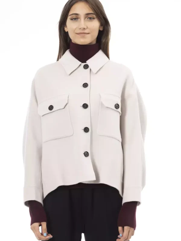 Alpha Studio Elegant White Wool Blazer Jacket