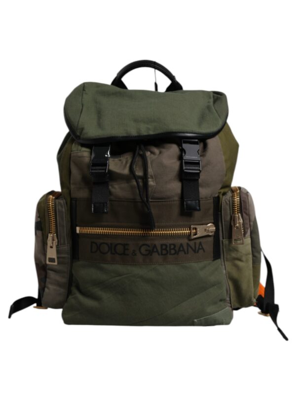 Dolce & Gabbana Military Green Patchwork Travel Backpack Bag