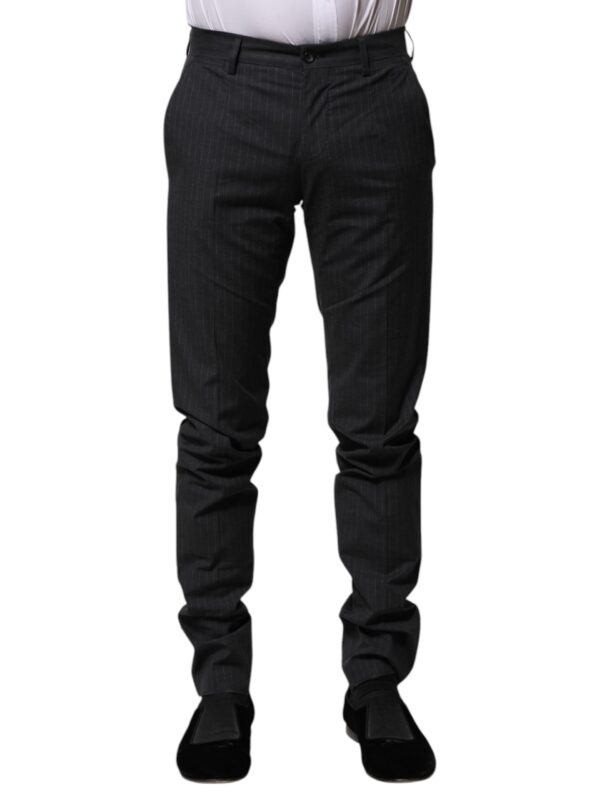 Dolce & Gabbana Gray Striped Cotton Formal Pants