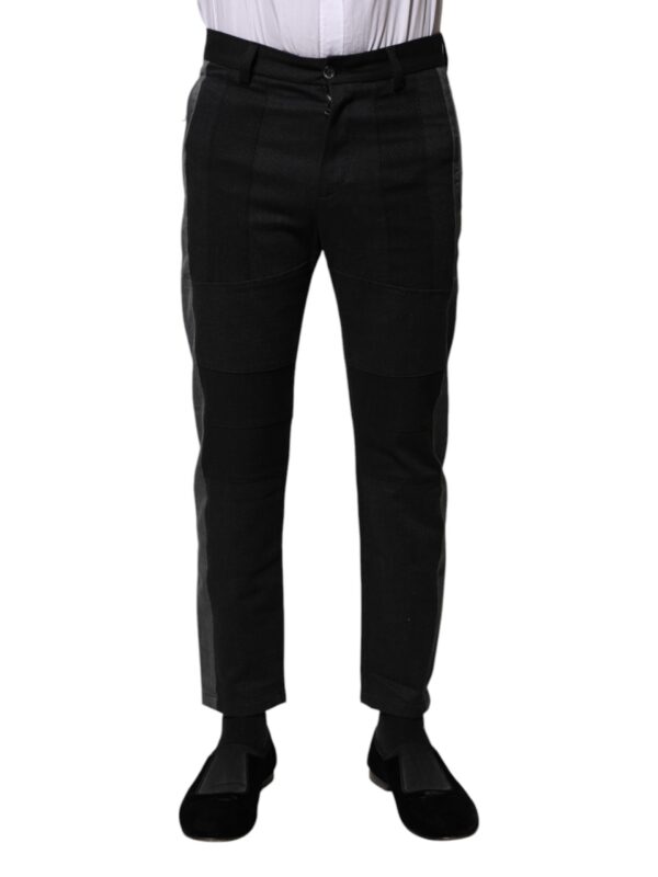Dolce & Gabbana Black Gray Fantasy Cotton Formal Slim Pants