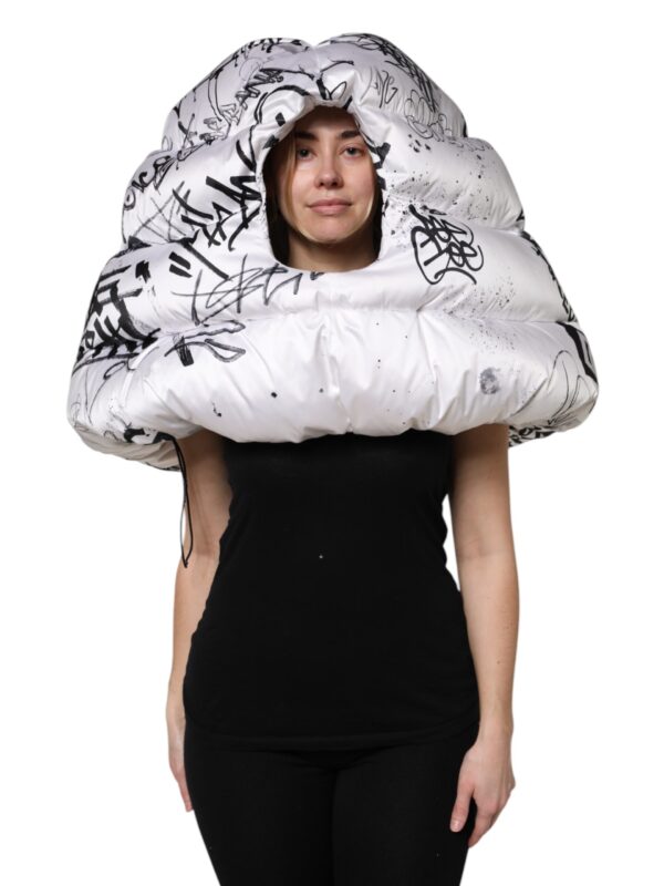 Dolce & Gabbana White Polyester Printed Hood Quilted Hat