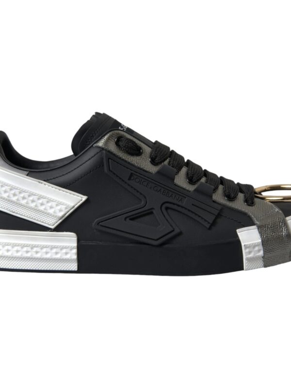 Dolce & Gabbana Black Leather Low Top Sneakers Portofino Shoes