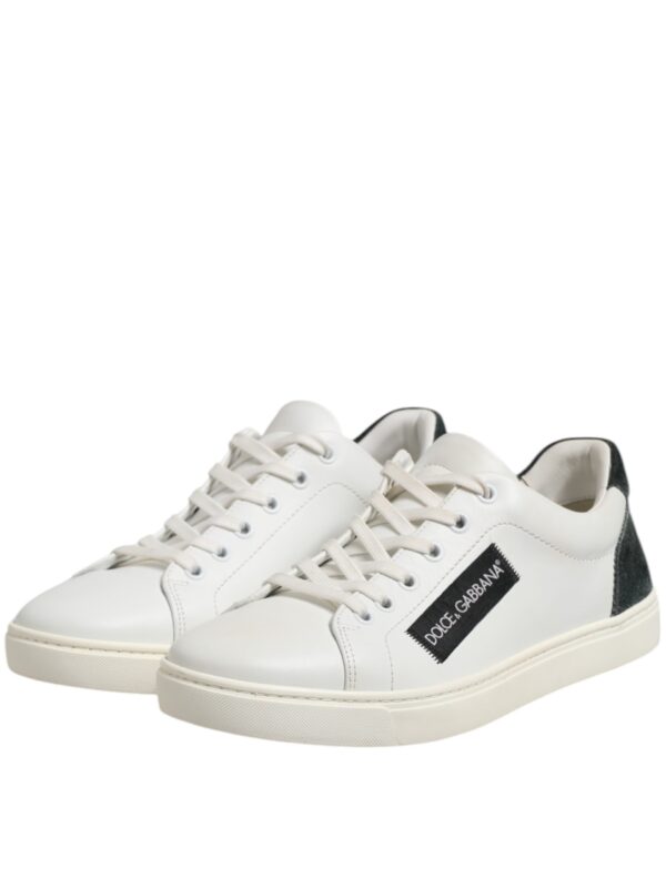 Dolce & Gabbana White Black Leather Lace Up Men Sneakers Shoes
