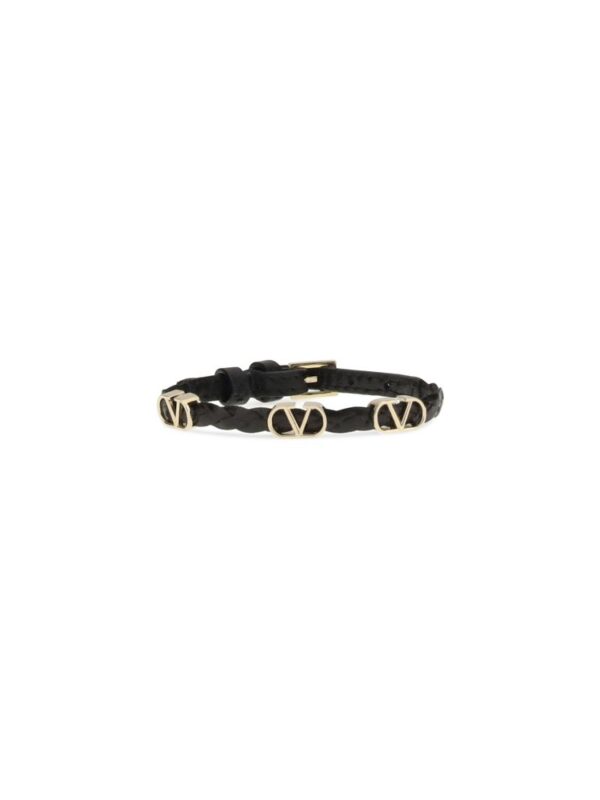 Valentino Garavani Leather VLogo Bracelet