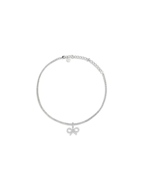 Self-Portrait Tennis necklace with bow pendant