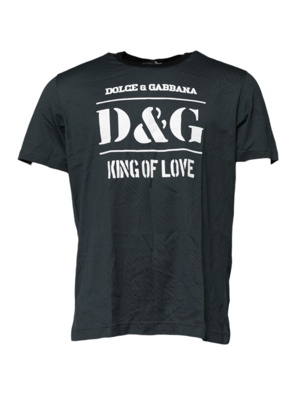 Dolce & Gabbana Black Cotton Printed Short Sleeves T-shirt