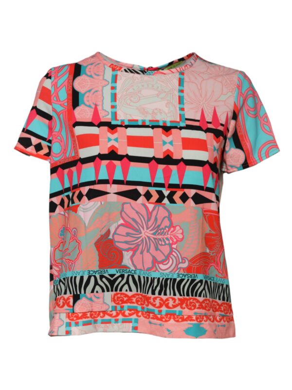 Versace Jeans Multicolor Print Short Sleeves Women Blouse Top