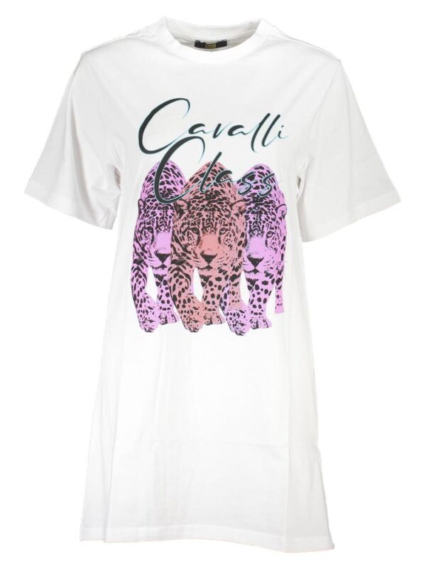 Cavalli Class White Cotton Dress