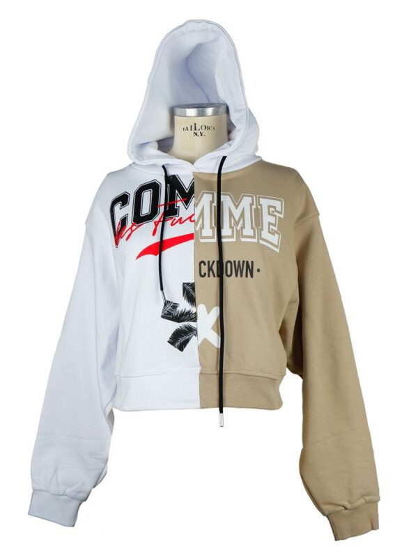 Comme Des Fuckdown Chic Two-Tone Graphic Hooded Sweatshirt