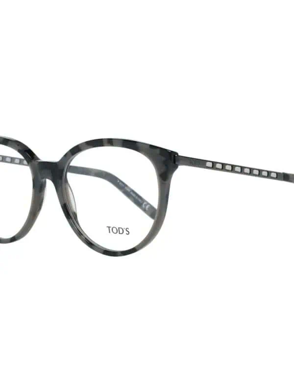 Black and gray round eyeglasses with a tortoiseshell pattern from TOD'S for sophisticated eyewear style.