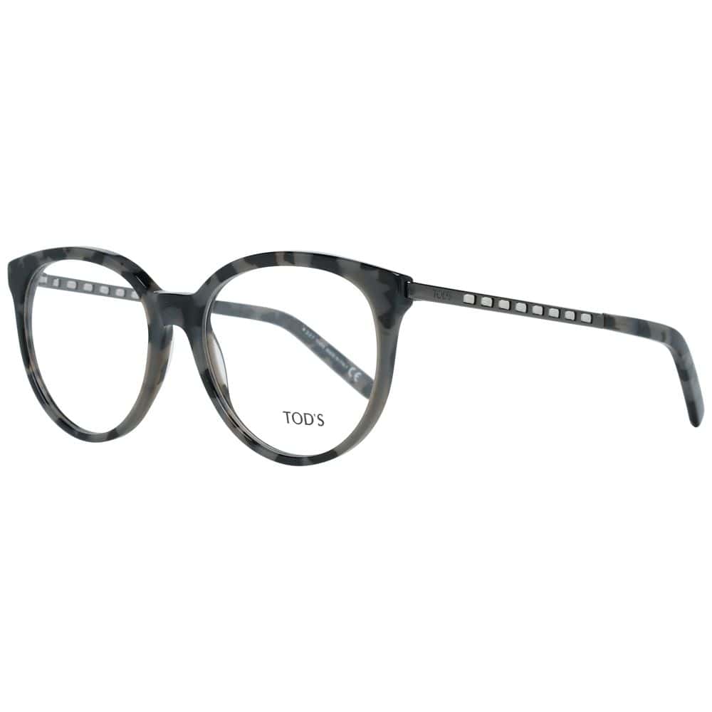 Black and gray round eyeglasses with a tortoiseshell pattern from TOD'S for sophisticated eyewear style.