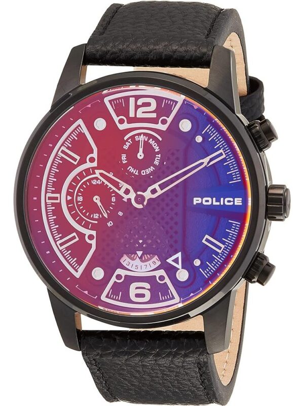 Police Black Leather Watch