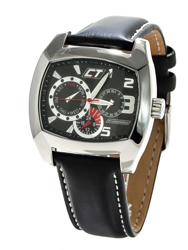 Chronotech Black Leather Watch