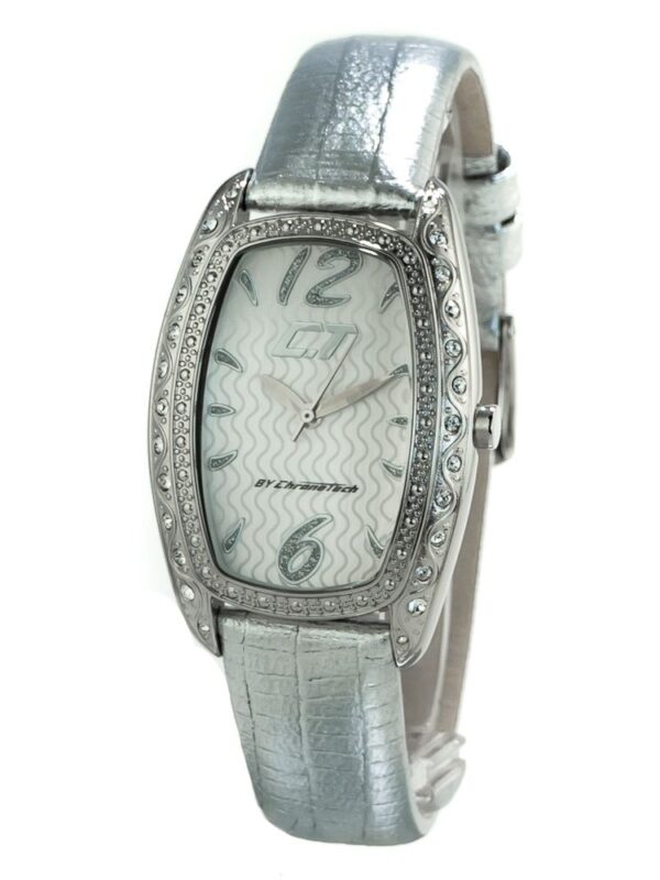 Chronotech Silver Leather Watch