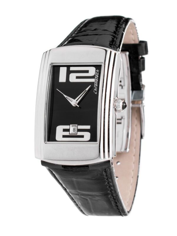 Chronotech Black Leather Watch