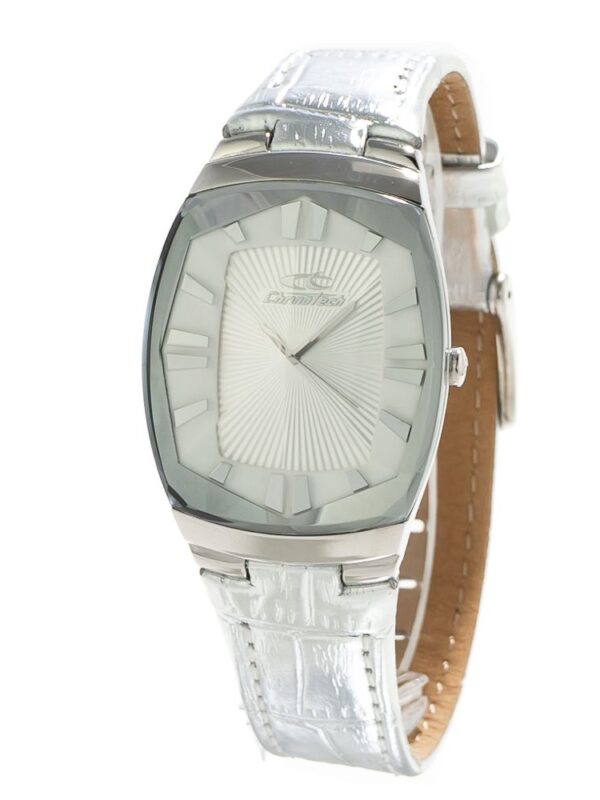 Chronotech Silver Leather Watch