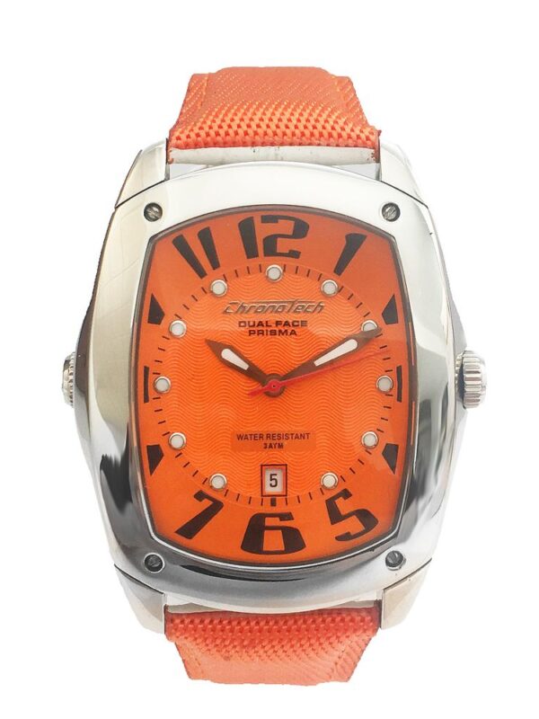 Chronotech Orange Leather Watch