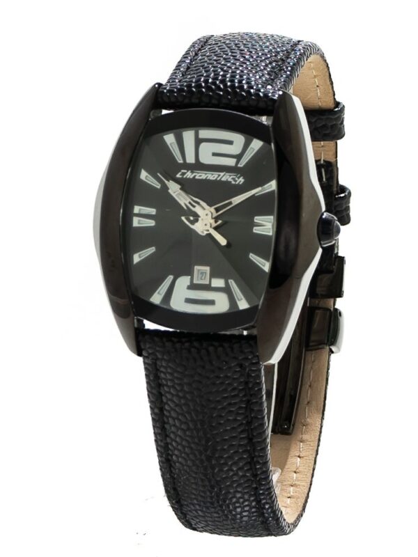 Chronotech Black Leather Watch