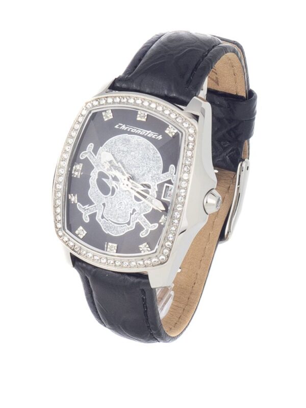 Chronotech Black Leather Watch