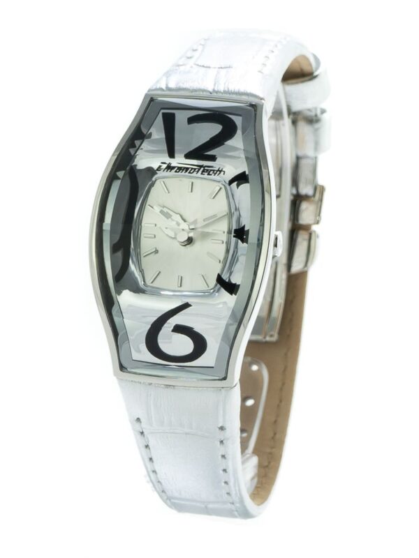 Chronotech Silver Leather Watch