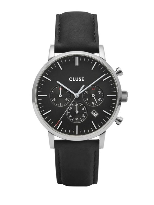 Cluse Black Leather Watch