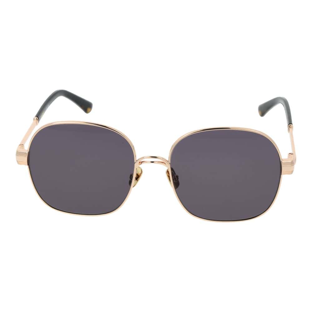 Vintage square sunglasses with gold metal frame and dark tinted lenses, stylish and UV-protective for a chic summer look.