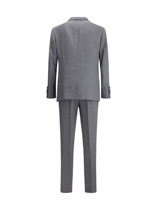 Men's gray tailored business suit with blazer and matching trousers, perfect for formal occasions and professional settings. Stylish, high-quality, and comfortable for all-day wear.